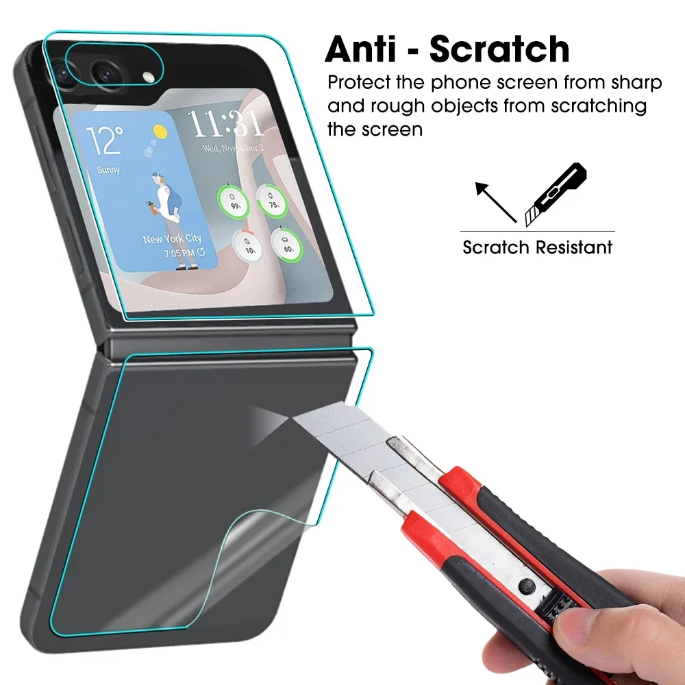 Samsung Galaxy Z Flip 7/6/5用 12in1ハイドロゲルフィルム ヒンジ保護 ソフトアンチスクラッチスクリーンプロテクター ZFlip7/ZFlip5/ZFlip6対応