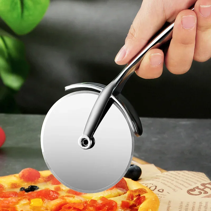 

Pizza Cutter Stainless Steel Single Wheel Cake Bread Pies Round Knife Zinc Alloy Handle Kitchen Baking Tools Pizza Slicer