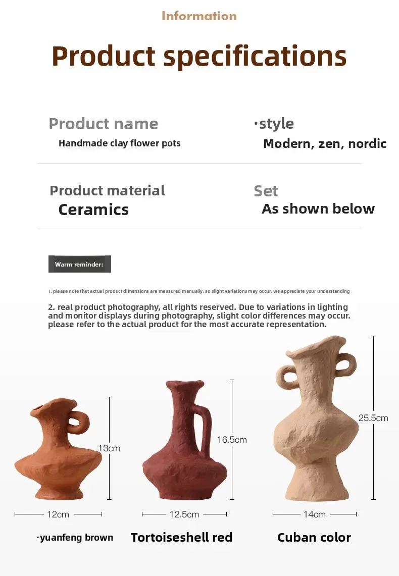 Wabi-sabi wind home living room ceramic vase ornament retro art flower arrangement desktop decoration