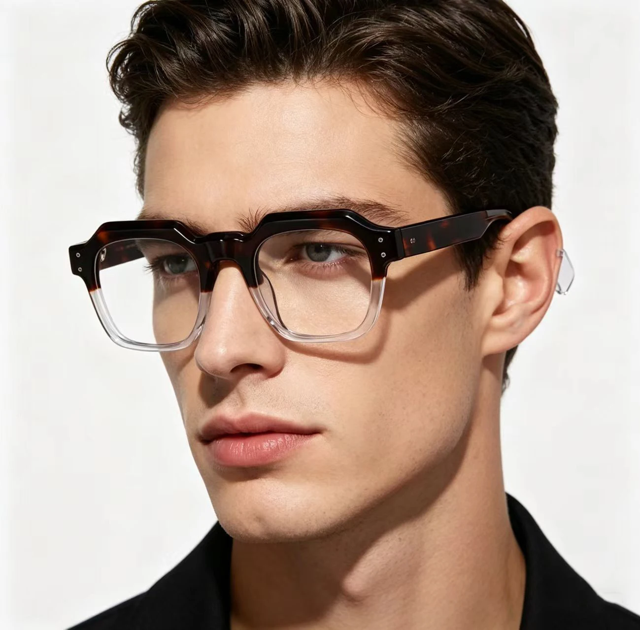 

Fashion Square Glasses Frame For Men Women Retro Tortoise Clear Gradient Acetate Eyewear Trendy Unisex Optical Glasses 2560