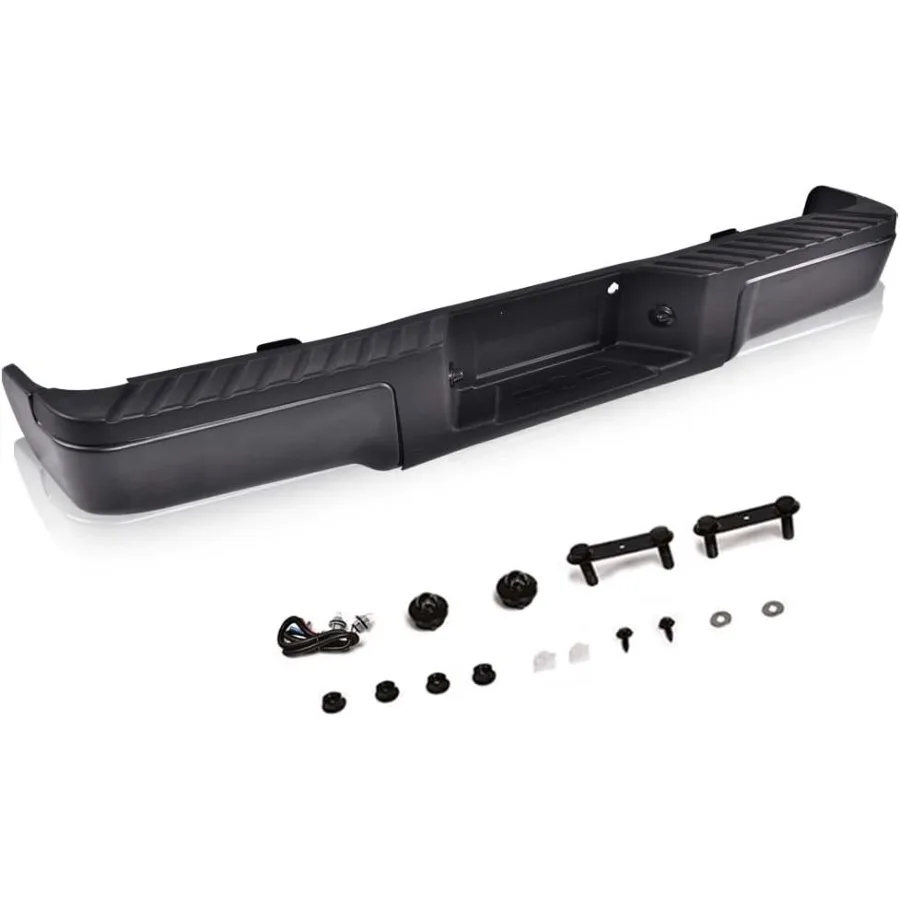 Rear Steel Bumper Assembly Designed for Ford F150 20092014 Trucks Black Finish with End Cap Compatible Without Sensor Hole Dura