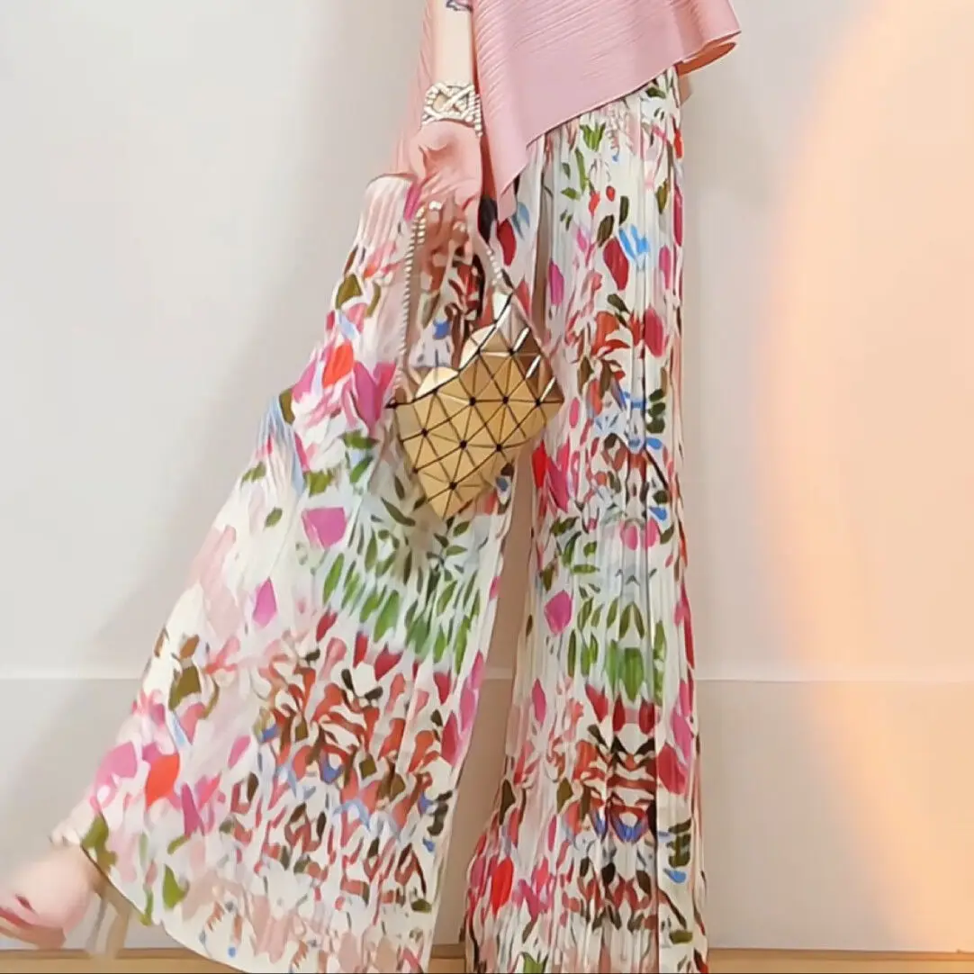 

Summer fashion sleeveless thin pleated wide-leg pants set 2025 vest top new sweatpants women clothes