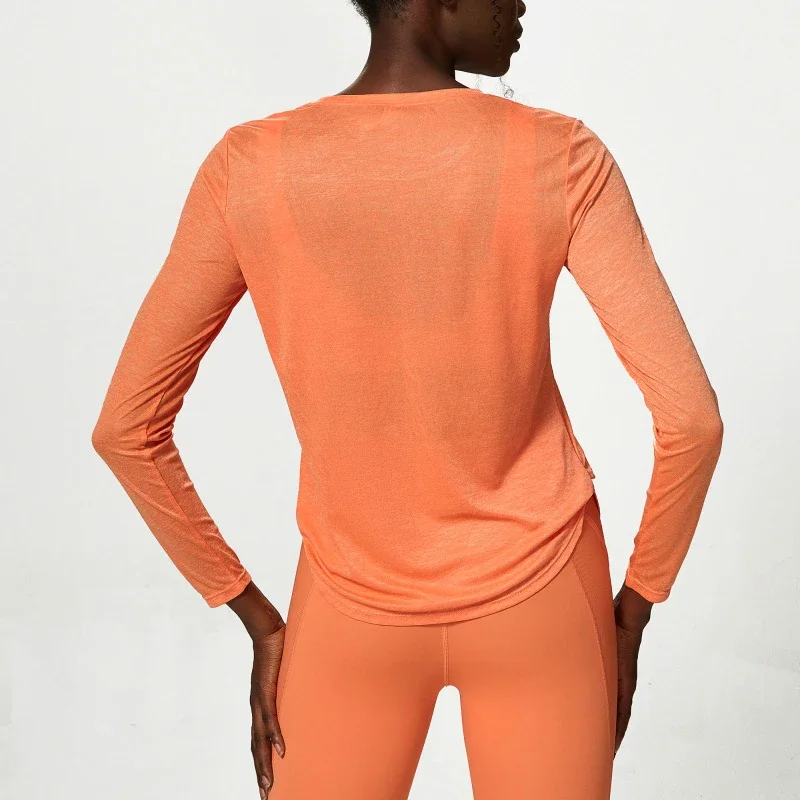 Рубашка для йоги с длинным рукавом, женская плиссированная по бокам, свободный топ для тренировок в тренажерном зале, дышащая быстросохнущая толстовка для бега, женская спортивная одежда