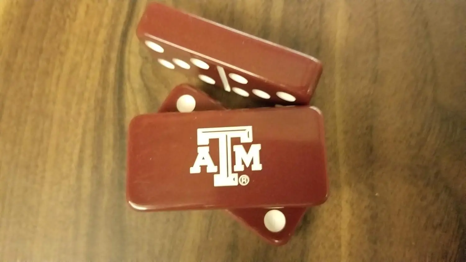 Maroon Double Six Dominoes Tournament Size in Walnut Wood Gift Box