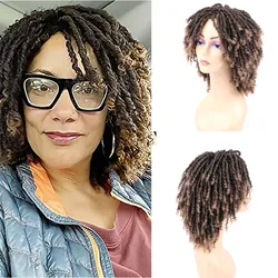 Dreadlock-Peluca de cabello sintético para mujeres negras, pelo corto Afro rizado trenzado, estilo africano