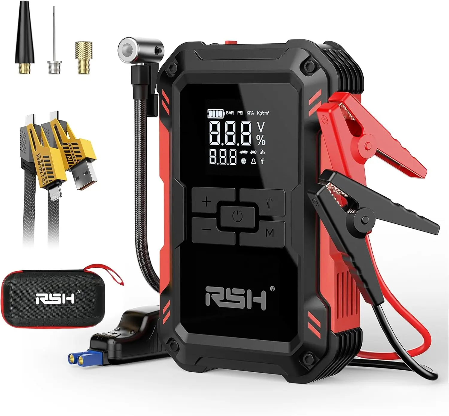 

4000A Peak Car Jump Starter with Air Compressor 12V 150PSI, LED Light, Quick Charger for Gas/Diesel Engines