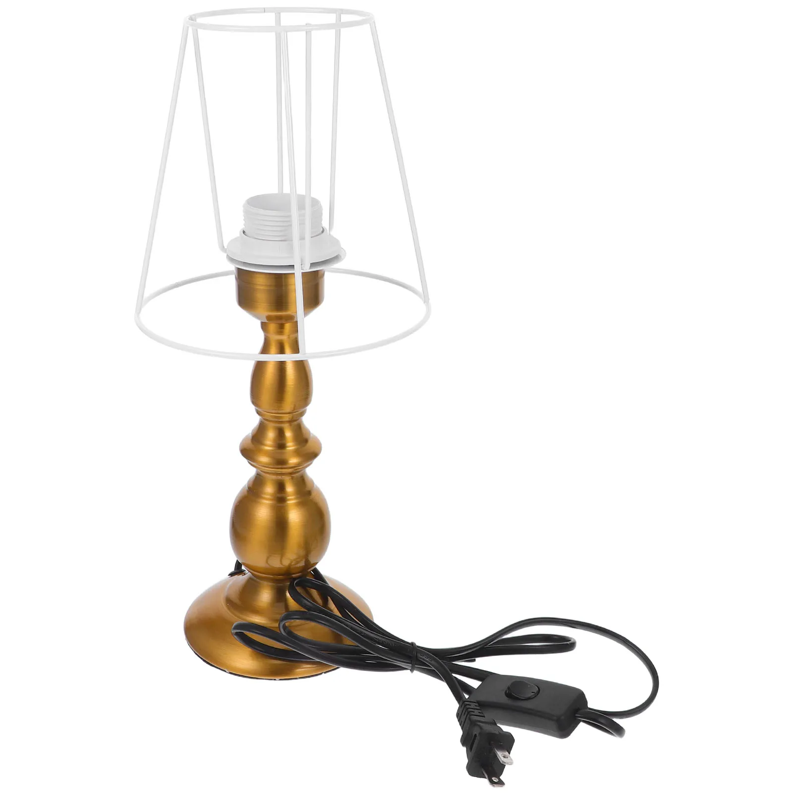 

1 Set Retro Iron Base With Copper Finish Metal Wire Cage Shade For Vintage Table Lamp Diy Lighting Fixture Lamp Making