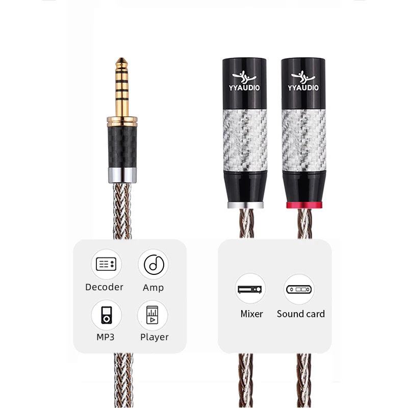 Hifi 4.4mm to 2XLR Cable High Quality OCC Sterling Silver 3pin XLR Balanced Male Audio Adapter Cable for Mp3 DAC AMP