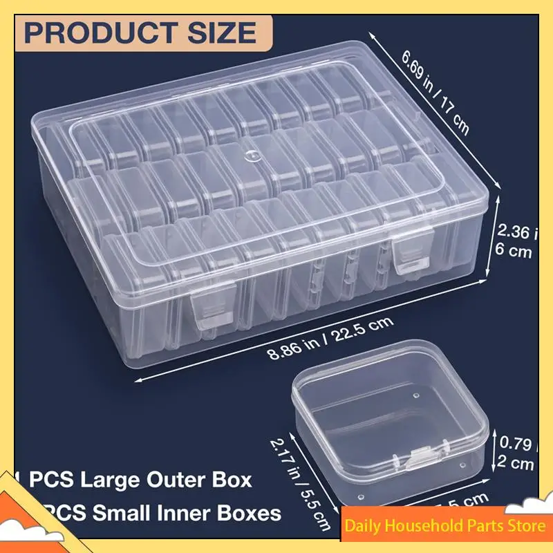 Perlen-Organizer-Box, eine große transparente Box mit 30 kleinen durchsichtigen Kunststoff-Aufbewahrungsbehältern, tragbare Bastel-Aufbewahrungsbox. HEISS!