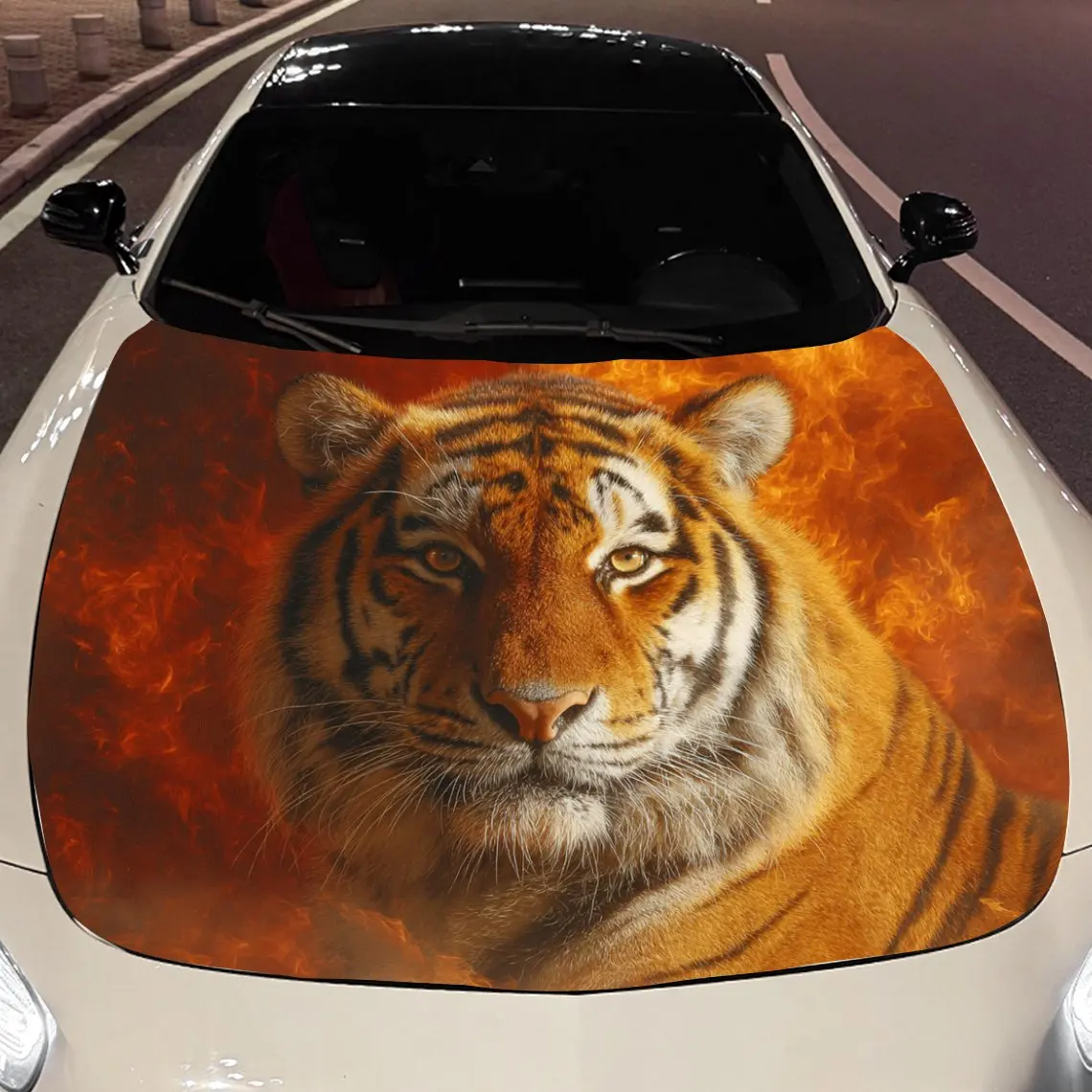 

Автомобильные наклейки Tigers со смелыми полосками, интенсивным маркой и огненным апельсином — наклейка на капот автомобиля Hued Scene, водонепроницаемая самоклеящаяся