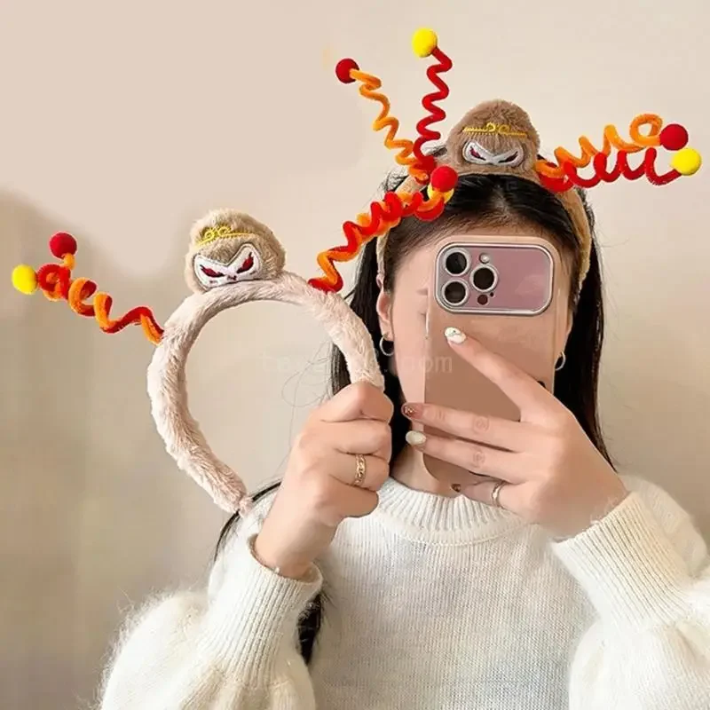 Monkeys King Hairbands Electroplating Children Headgear Plush Hair Hoop for Kids and Adults