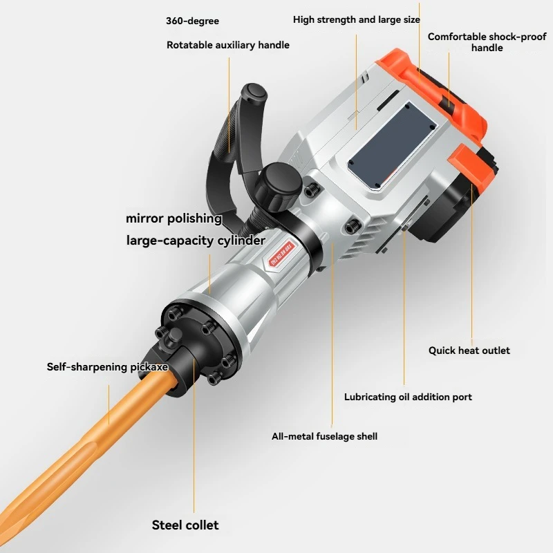 Martillo Demoledor Eléctrico de 95 libras, Picador de Concreto, Martillo Perforador Eléctrico de Alta Resistencia, Taladro Demoledor Eléctrico para Concreto