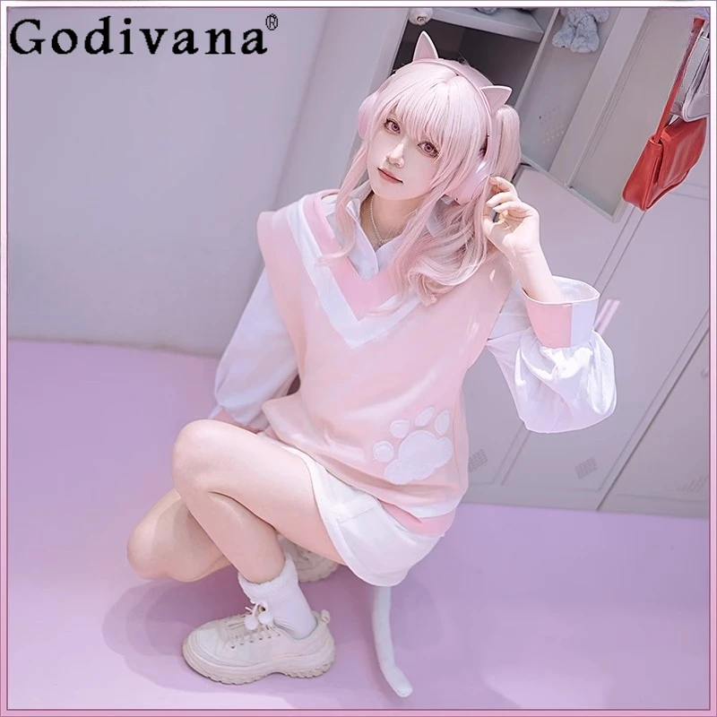 

Halloween Pink Vest Shirt Socks Tail Women Set Women Project Sekai Colorful Stage Cosplay Costume Female Sweet Party Outfits