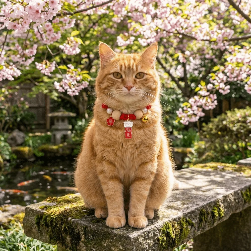 Adjustable Cat Flea Collar Handmade Ethnic Design Cat Insect Resistant Collar with Bells Antiflea Tick Collar Daily Walk