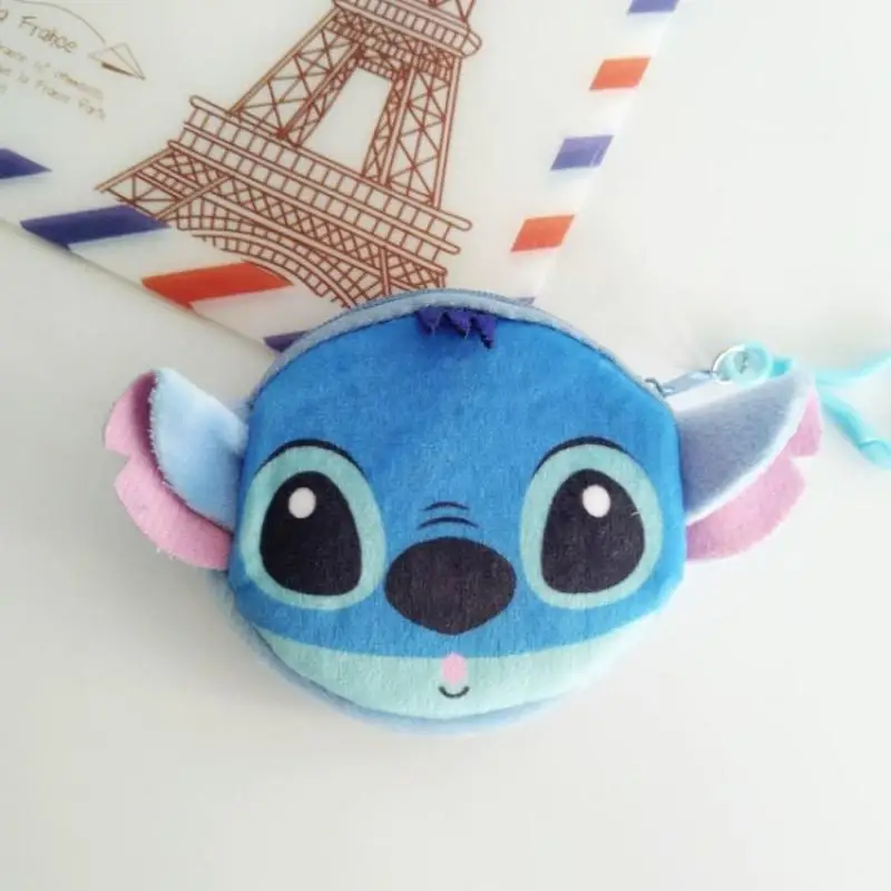 Mini billetera de felpa con dibujos animados de Disney Kawaii para niños, monedero con cremallera para mujer, bolsa de almacenamiento bonita, regalo de dibujos animados