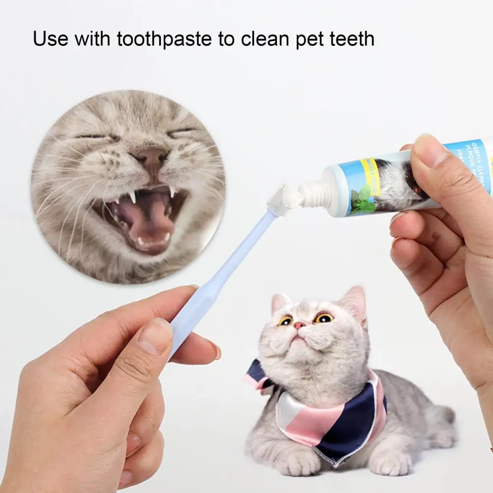 Functional Pet Toothbrush Solid Color Cat Toothbrush Easy Storage 360 Degree Oral Cleaning Dog Toothbrush  Universal