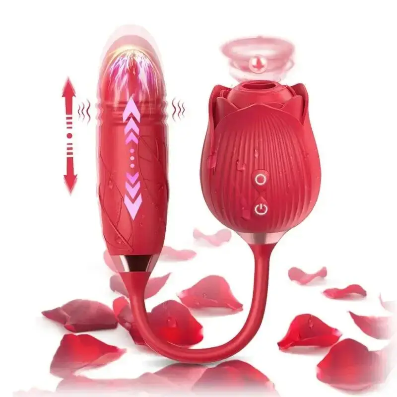 Vibrador de succión de rosas para mujer, consolador de empuje, succionador de clítoris, pezón, estimulación, Juguetes sexuales femeninos para adultos