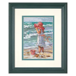 Amishop set di punto croce 14CT di alta qualità Seaside Girl At The Beach dimensioni 65078