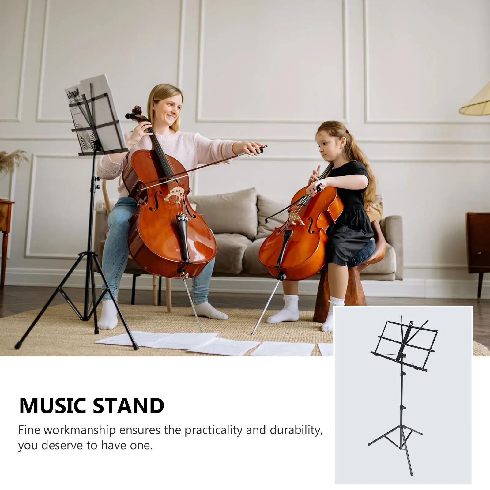 

Guitar Music Stand Score Holder Reading Manuscript Tripod Rack Portable Universal Book Shelf