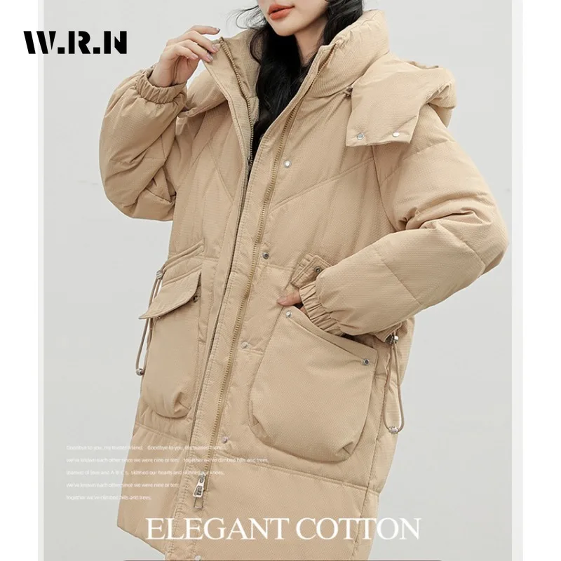 Women Casual Basic Long Sleeve Single Breasted Hooded Parkas 2023 Winter Oversized Outerwear Jacket Fashion Warm Solid Coat