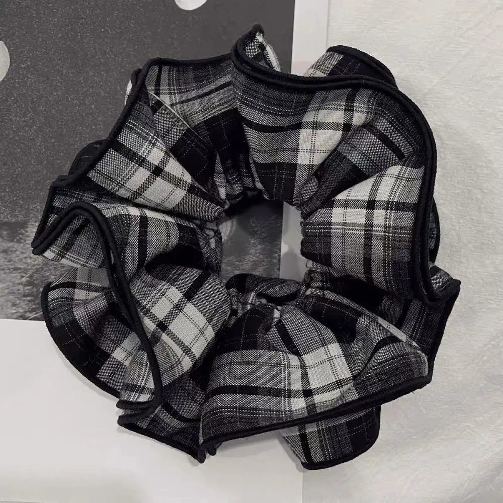 

Модная четырехслойная тканевая резинка для волос, женская винтажная синяя клетчатая большая резинка для волос в Корейском стиле для девочек, элегантная веревка для волос, большие аксессуары для волос