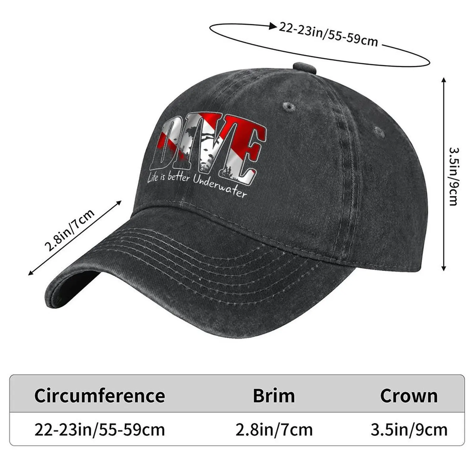 Scuba Diving ~ Life is Better underwater Baseball Cap Sun Hat For Children hats on offer Visor Golf Cap Hats For Men Women's