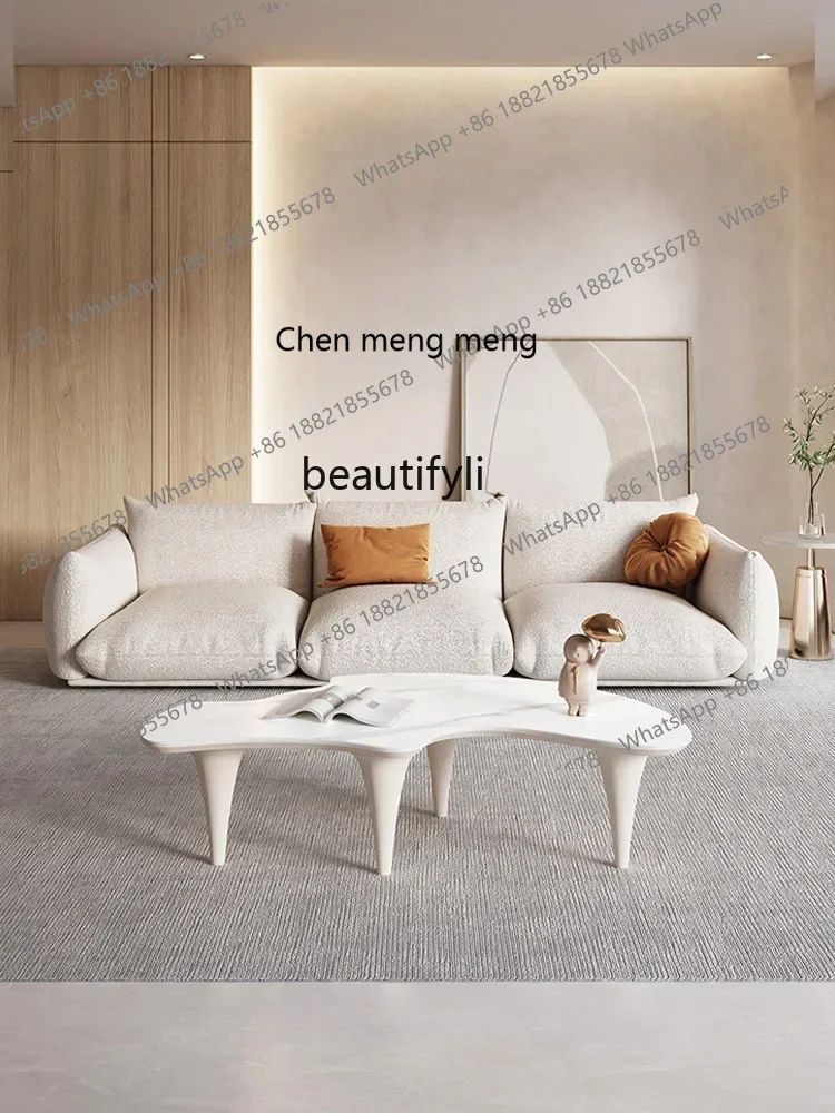 200302Fabric Sofa Cream Style Modern Minimalist Living Room Italian Straight Row Silent Style Sofa