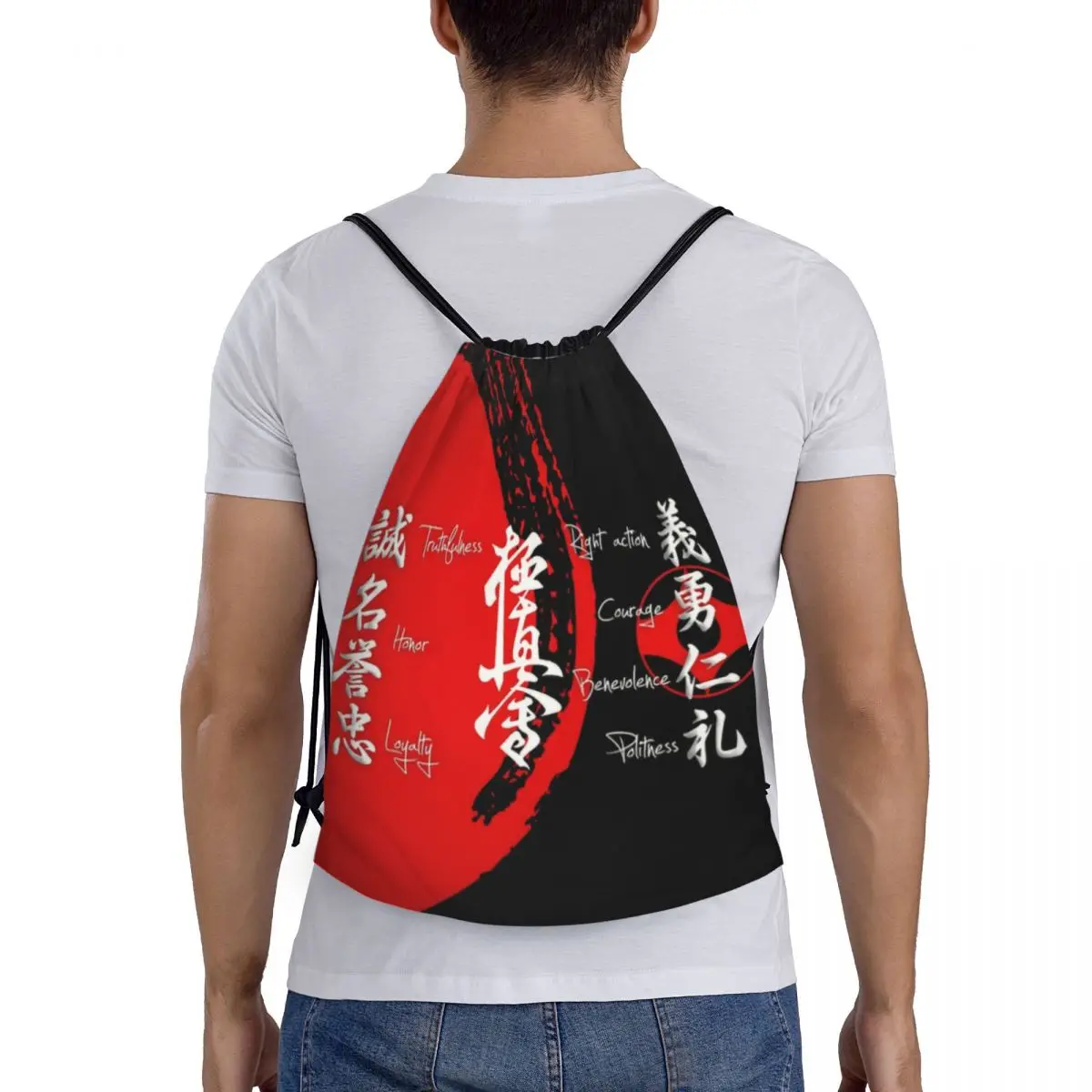 Custom Kyokushin Karate Bushido Waarden Trekkoord Tassen Voor Training Yoga Rugzakken Mannen Vrouwen Martial Arts Sport Gym Sackpack