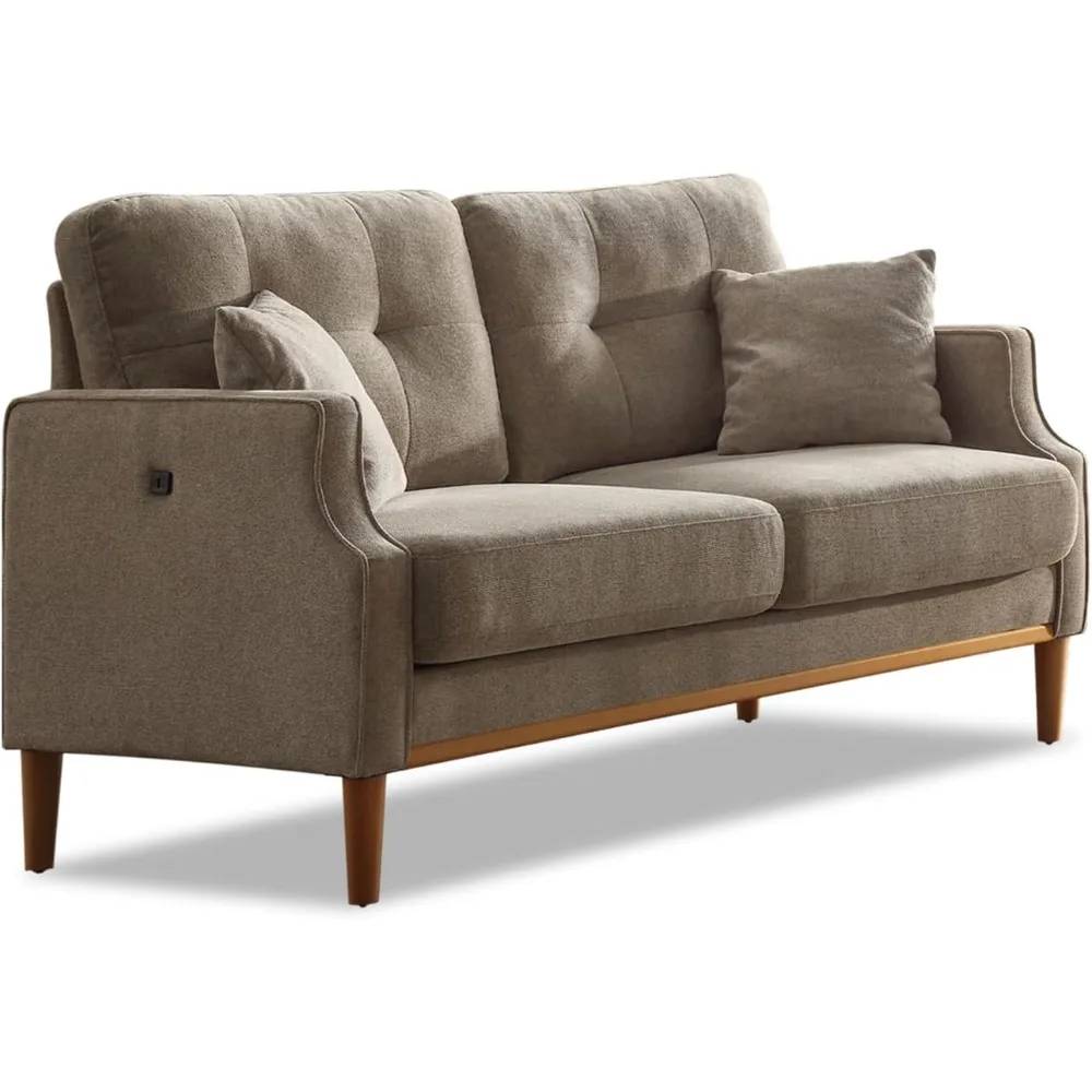 

2-Seat Sofa 56.7" Loveseat Sofa Small Couch Fabric Upholstered 2-Seat Sofa with USB