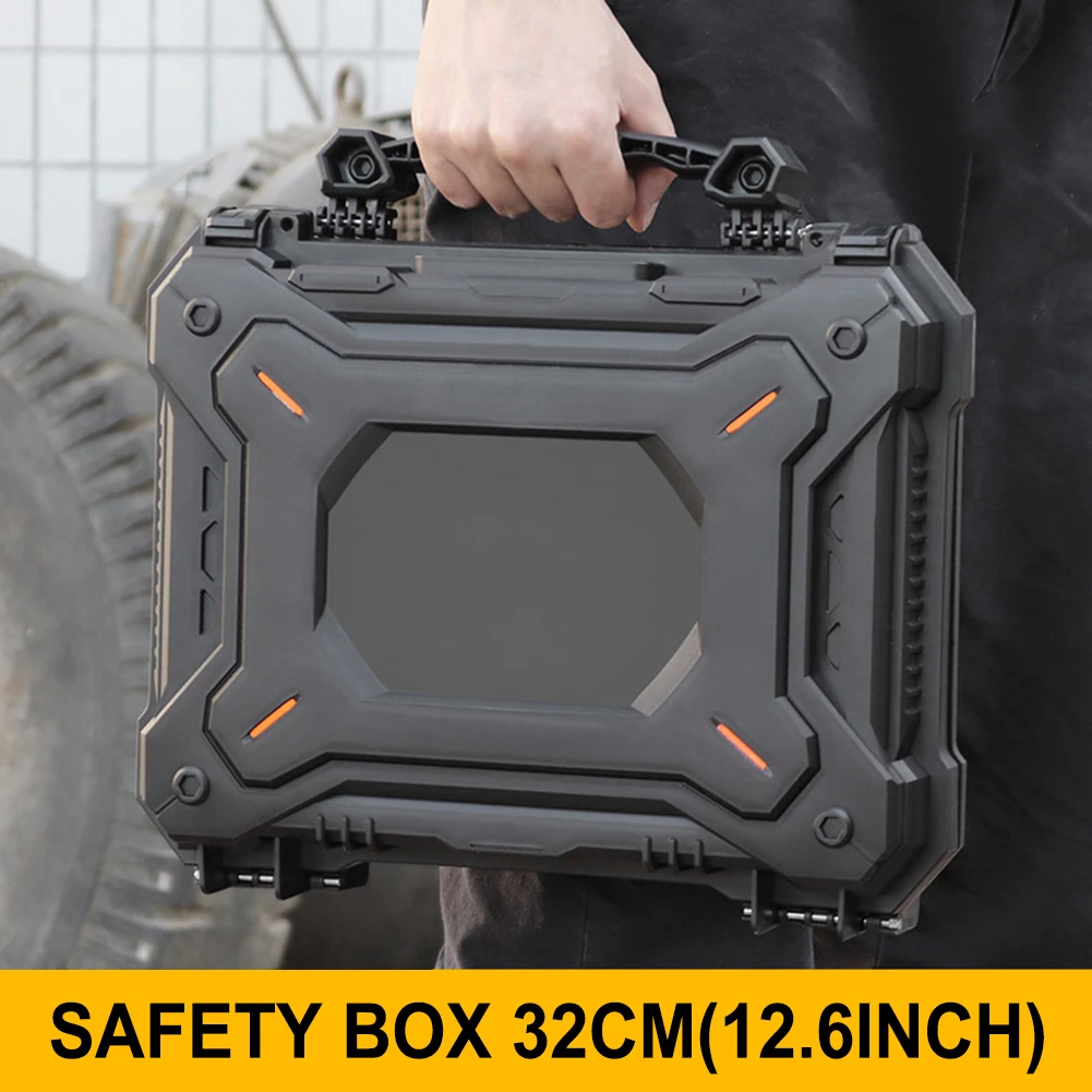 Portable Camera Protective Box Dustproof Instrument Safety Camera Box with Foam Padded Handbag IPX-7 Waterproof Hard Shell Box