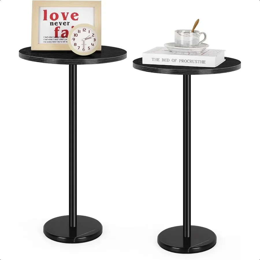 

Round Side Table Small End Table Set of 2 Black Round Coffee Table Modern Nightstand Bedside Table Outdoor Accent Table for Sma