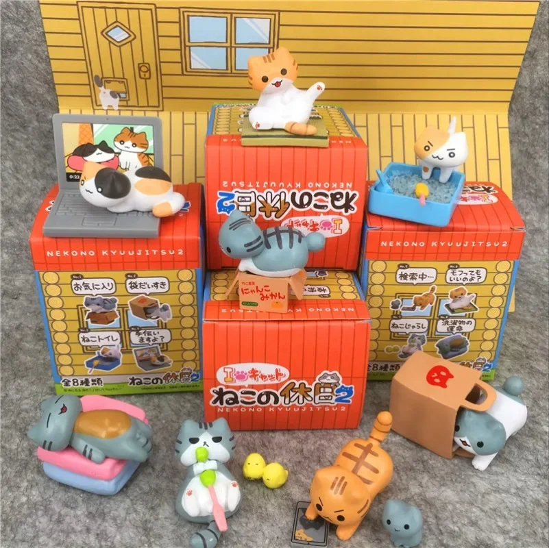 Original Mystery Box Cat Backyard Scene Toys Kawaii Blind Boxes Cute Aciton Figure Miniature Figurine Anime Gift