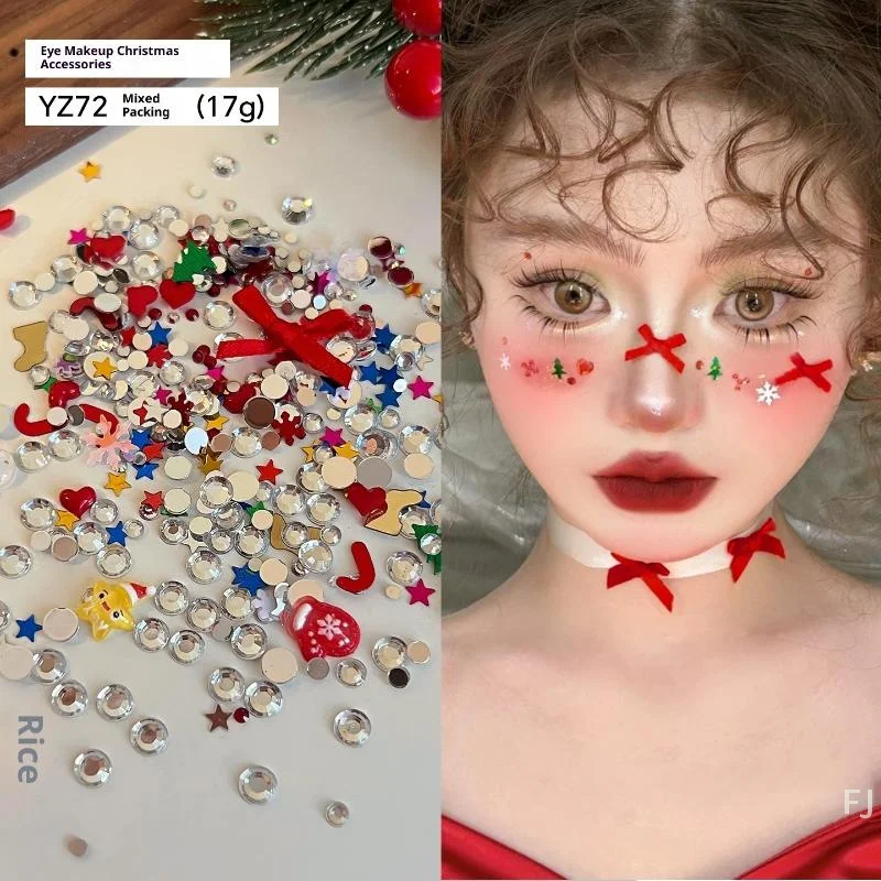 

[YU] 1 коробка, мультяшная рождественская серия, подвески для ногтей, блестки, бант Санта-Клауса, стразы, украшение для дизайна ногтей, украшение для макияжа глаз, сделай сам