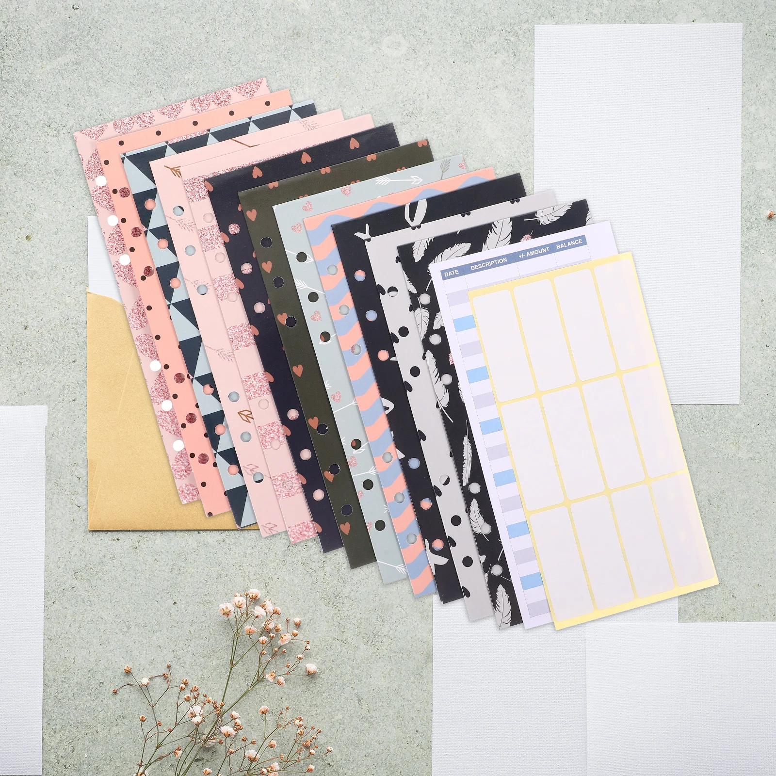 

PVC Cash Marble Pattern Expense Recording Account Book Wallet ganizer Expense Recording Envelope Sheets Files