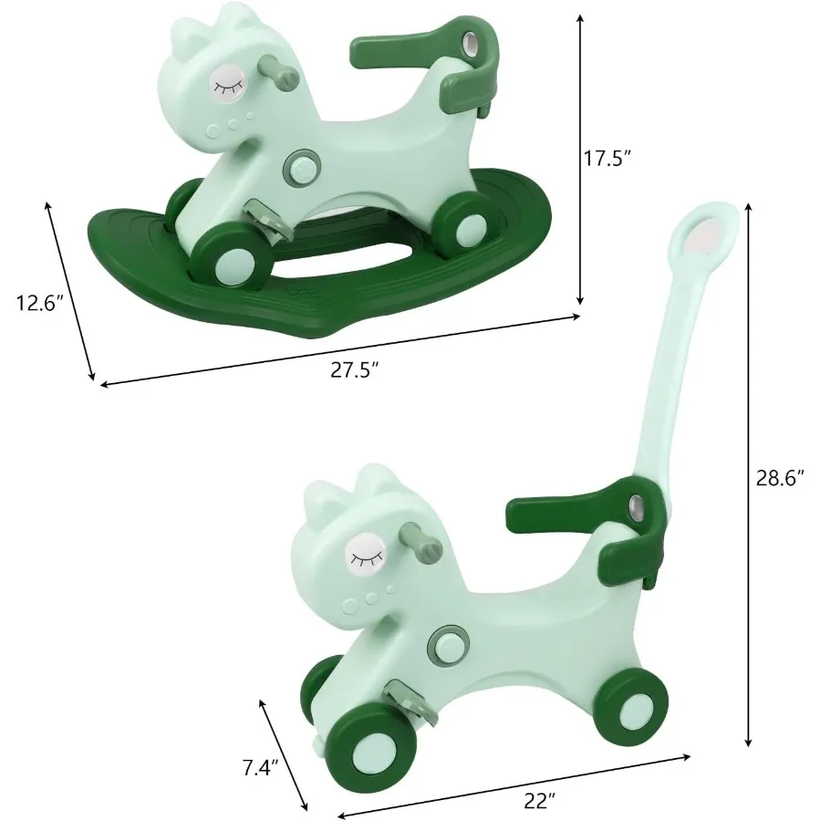 ม้าโยก 4 in 1 สำหรับเด็กวัยเตาะแตะ 1-3 ปี ของเล่นโยกเด็ก ของขวัญวันเกิดสุดสนุกสำหรับเด็กอายุ 1 ปีขึ้นไป ของเล่นขี่พร้อมที่ทรงตัวแบบถอดได้