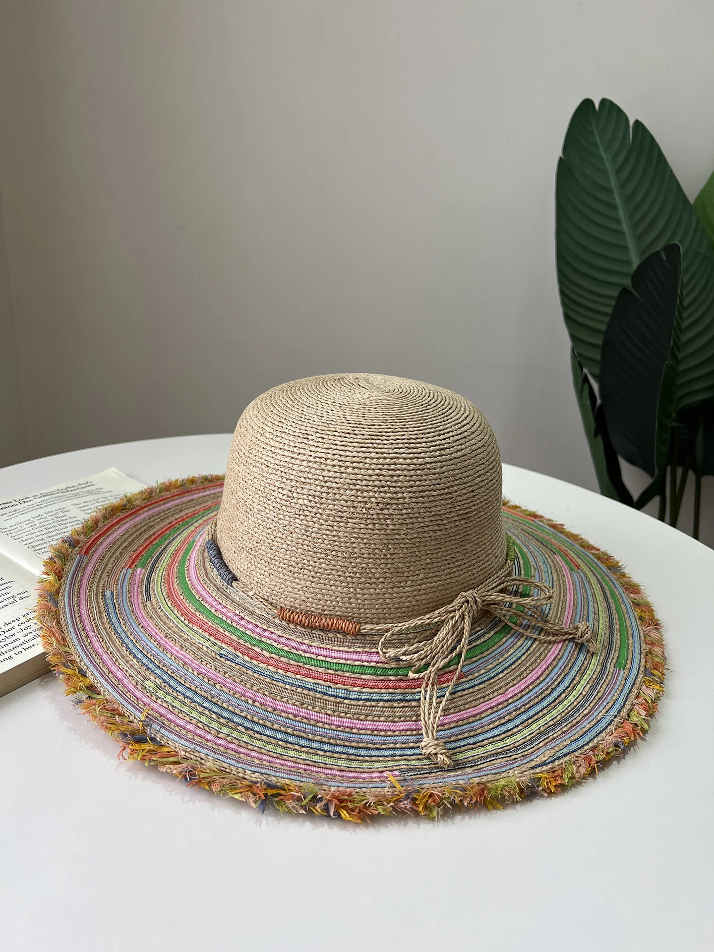 summer-women's-large-brim-sun-hat-striped-natural-raffia-beach-holiday-style-sun-protection-hat-shade-hat-sunscreen
