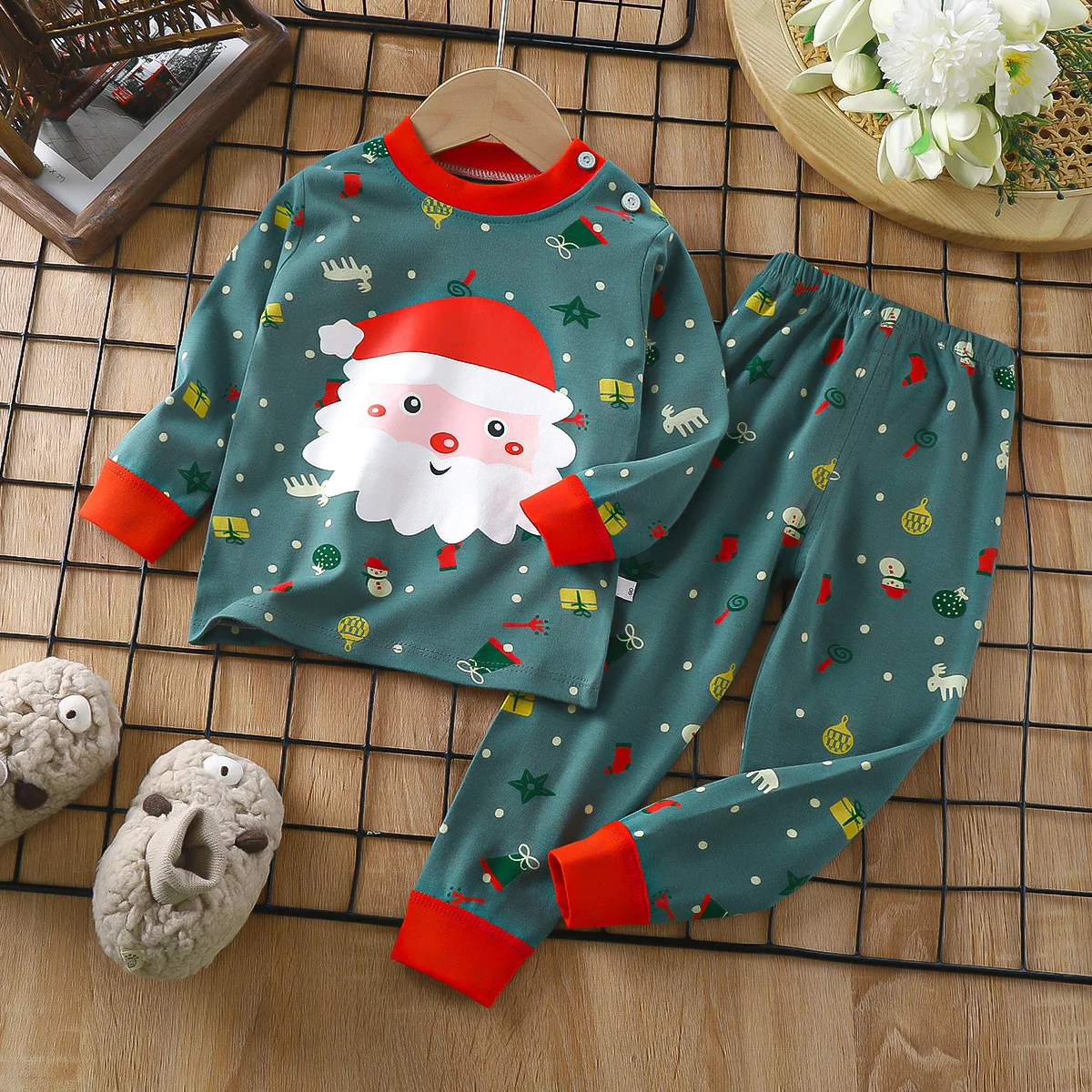 Christmas Pajamas for Kids 0-6 Years Boys Clothing Santa Claus Sleepwear Toddler Girls Xmas Nightwear New Year Party Gift DS39