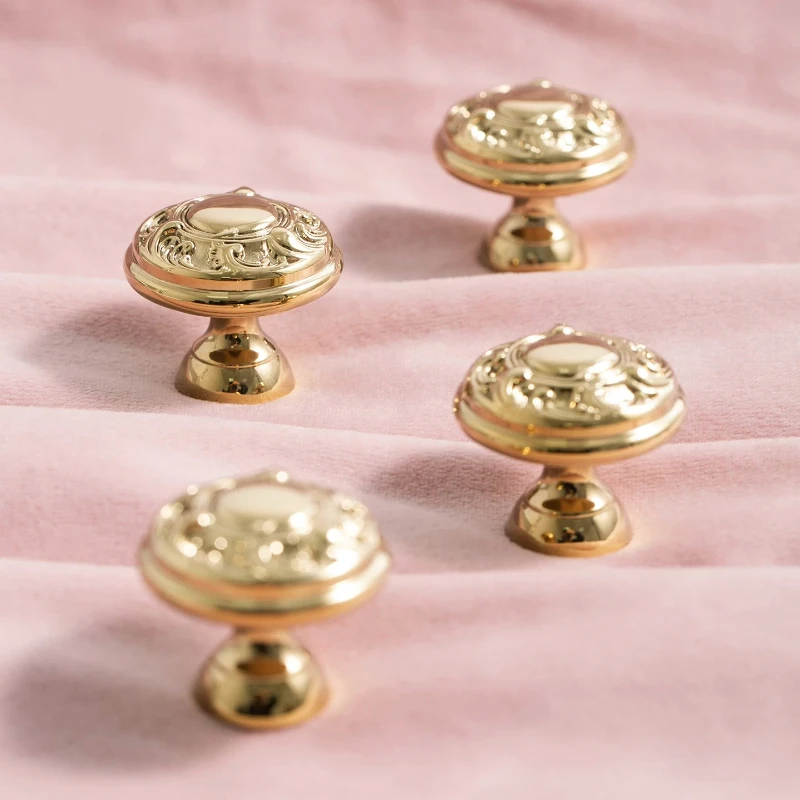 Gold Bronze Furniture Handles for Bedroom Luxurious French Style Wardrobe Door Pulls Shoe Cabinet Kitchen Drawer Small Pulls