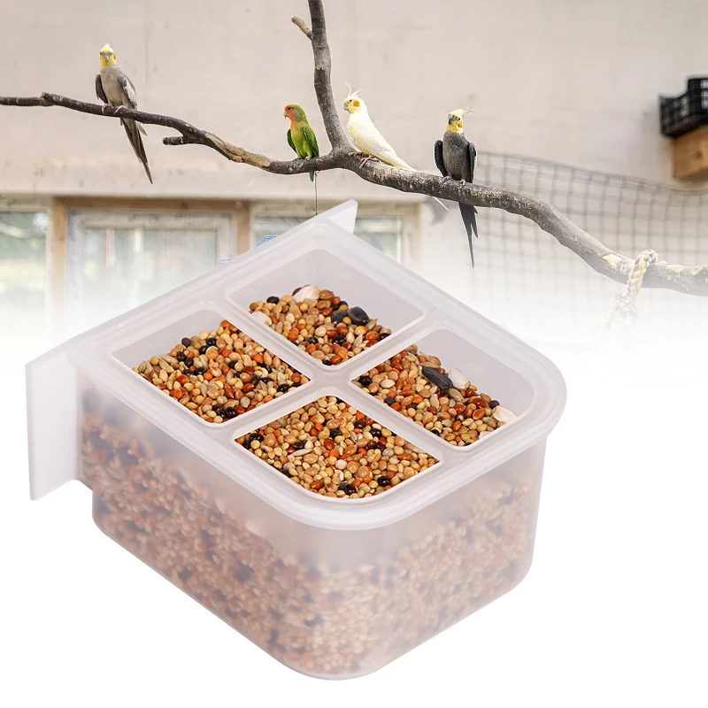 1PCS Parrot Feeder Drinker Bird Supplies Cage Birds Water Hanging Bowl Box Pet Plastic Food Container Dispenser Bird Supplies