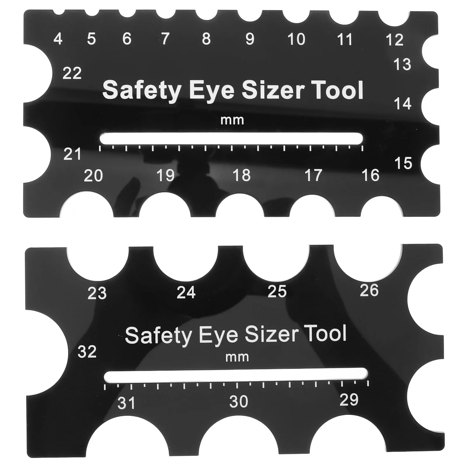 

2pcs Eye Sizing Tool 6Mm 8Mm 10Mm 12Mm 15Mm Safety Eyes Ruler For Making Craft Measuring Gauge Diy Assembly Crochet Craft Ruler