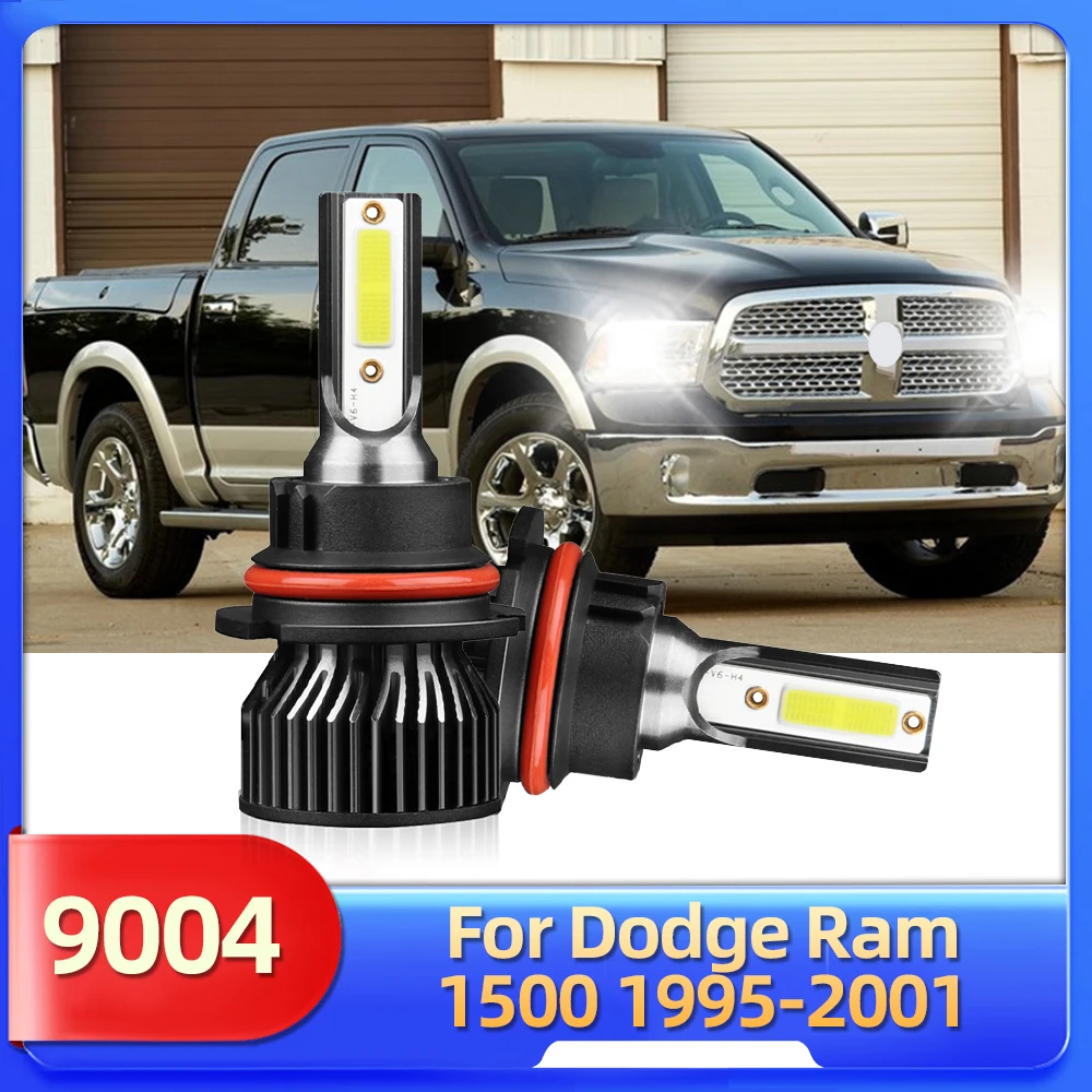 LSlight 2Pcs Headlight Led 100W Car Bulbs 6000K Headlamp 9004 For Dodge Ram 1500 (Pickup) 1995 1996 1997 1998 1999 2000 2001