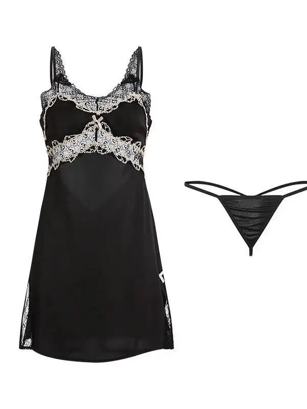 ホットなローカットプッシュアップパッド入りホローアウトバックレスサテンキャミソールナイトドレスホームウェアバックレスディープVノースリーブドレスエレガントガールズ