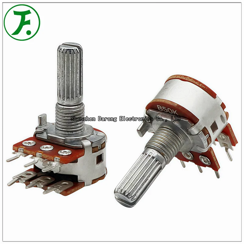 تايوان Puyao RK16 المزدوج ستة دبوس مكبر كهربائي حجم الجهد A10K B1K B10K B50K B100K A100K عمود على شكل البرقوق 20 مللي متر #3