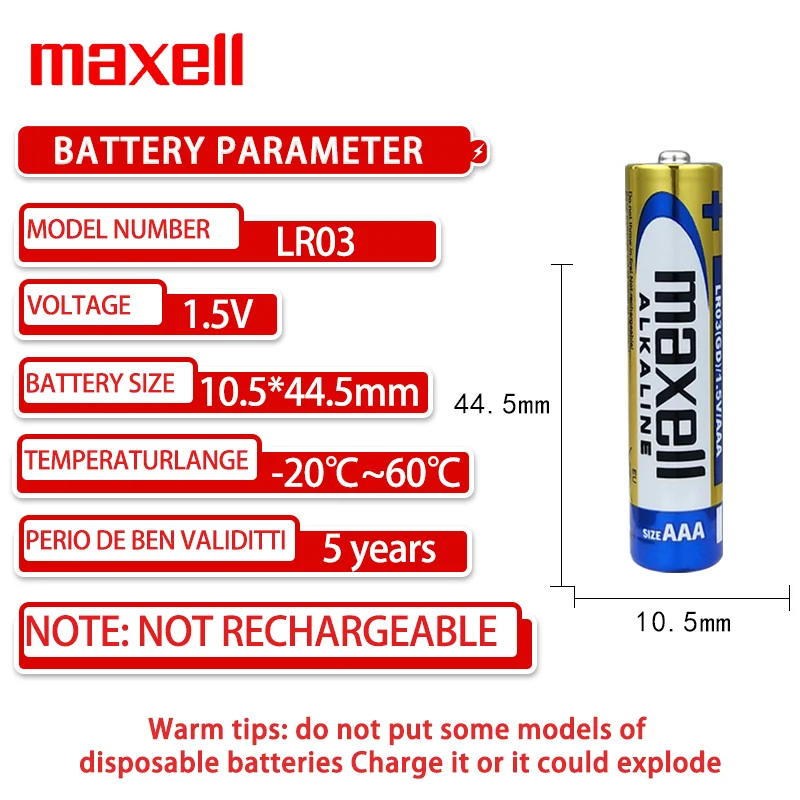 Akumulator alkaliczny AAA LR03 1.5V nadaje się do zabawki zdalnie sterowane zamków drzwi Bluetooth