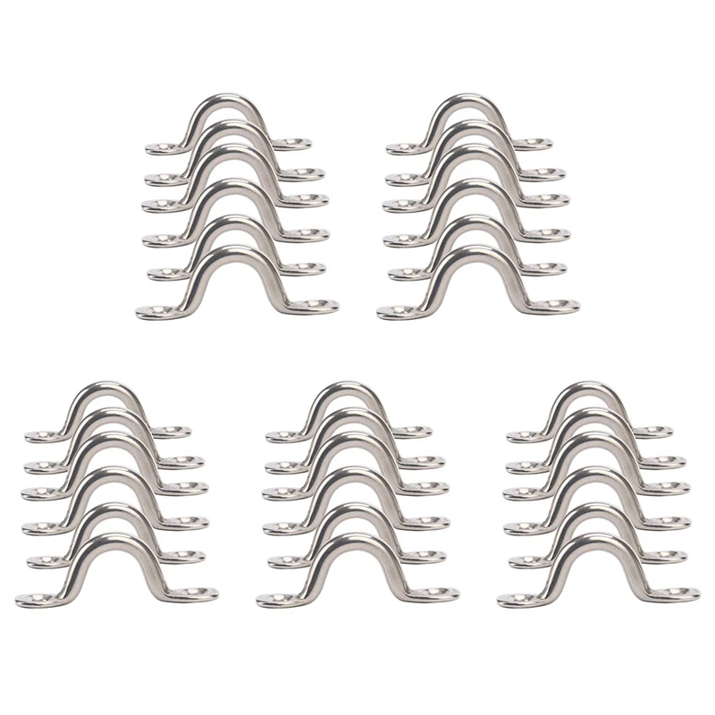 Pack Of 30 Stainless Steel Bimini Boat Top PAD EYE , Eye Straps, Tie Down, Kayak Deck Loops, For Kayak Canoe Rigging