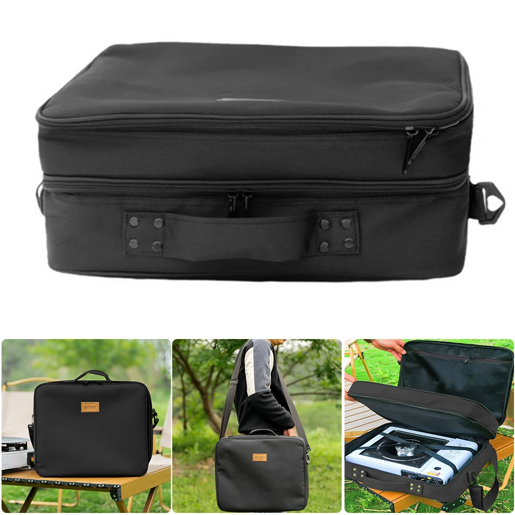 Double Layers Gas Stove Canister Pot Carry Bags Oxford Cloth Versatile Wear Resistant for Baking Tray Cassette Stove Gas