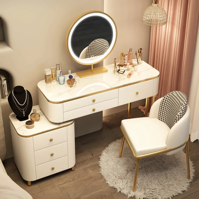 Nordic Storage Vanity Table Dest Drawers Lights Long Small Dressing Table Corner Vintage Makeup Tafel Furnitures For Bedroom
