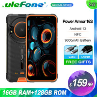 Ulefone Power Armor 16S,16 ГБ ОЗУ 128 ГБ ПЗУ, Android 13,122dB Loudest Speaker, 50MP Camera,9600 мАч,NFC,глобальная версия