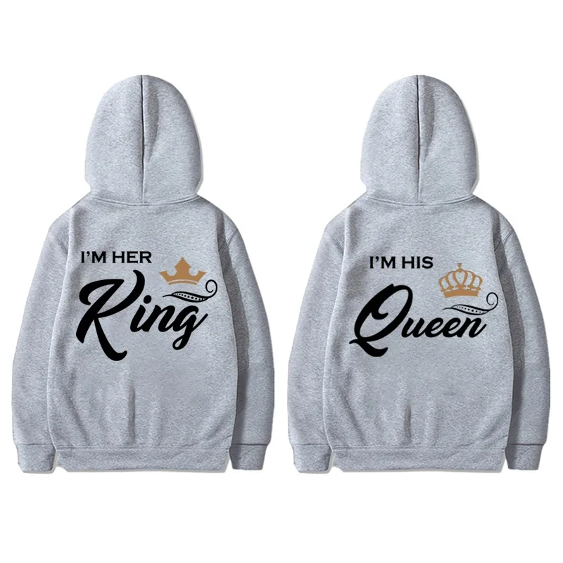 Sudaderas con capucha de manga larga para parejas, Jersey a juego, ropa de calle para amantes, regalos del Día de San Valentín, Rey y Reina, moda