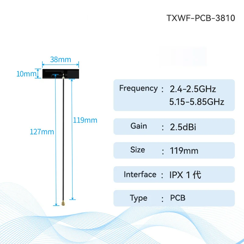 10 stks/partij 2.4G 5.8G COJXU PCB Antenne FPC Antenne Klein Formaat Flexibele en Buigbare IPX Interface Ingebouwde Antenne serie